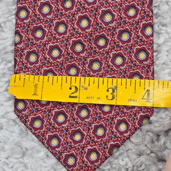 Hickey Freeman Neck Tie Red Blue Geometric 100% Silk Made‎ in Italy - Picture 5 of 7